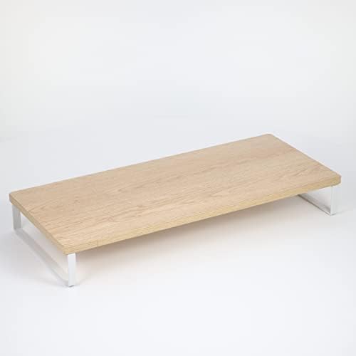 Lihit Lab A8001-35 Computer Stand, Monitor Stand, Wood Grain MDF, Standard, Natural, Width 23.2 x Depth 9.8 x Height 3.1