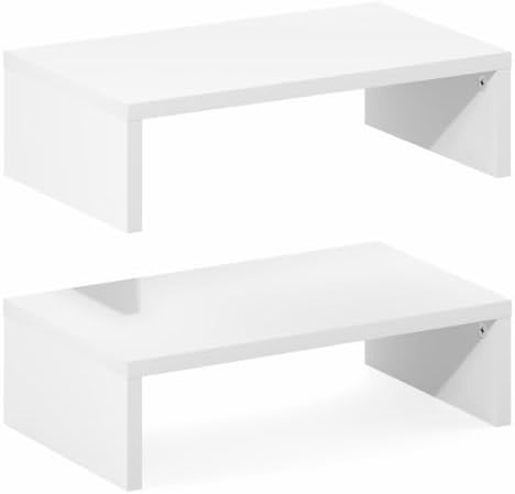 Furinno CLASSIC Monitor Stand Riser Set of 2, 15.7" Wide Dual Monitor Riser, Stackable Separable Laptop Stand for Desk, 