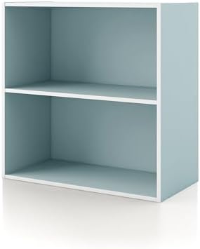 Homes: Inside + Out Apexa 2-Tier Cube Storage Organizer Shelves, Stackable Wood Bookcase Fits Cubby Bins for Organizatio