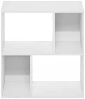 Furinno DALY Book Shelf, 4-Cube Bookshelf, Cube Storage Organizer Bookcase with Irregular Compartments, 11.7 x 23.6 x 24