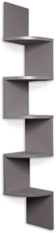 Danya B. XF11035GR Large Decorative 5-Tier Corner Floating Wall Mount Display Shelving Unit - Grey