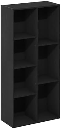 Furinno LUDER Book Shelf, 7-Cube Bookshelf, Bookcase with Open Shelves, 9.4 x 19.5 x 41.7, Easy Assembly, for Living Roo