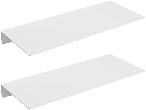 Danpoo 12 inch White Metal Floating Shelves for Wall Organizer & Storage, Display Shelves for Bathroom, Living Room, Kit