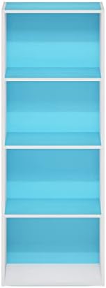 Furinno LUDER 4-Tier Book Shelf, Open Shelves Bookshelf, Light Blue/White