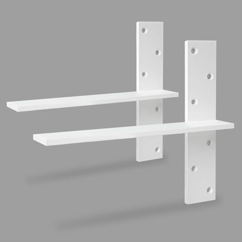 Free Hanging Countertop Support Bracket 16" Lx2.5 W 2 Pack White Heavy Duty Hidden Floating Wall Shelf Bracket 3/8" Thic