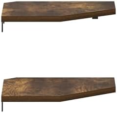 Furinno Rossi Hexagon Floating Shelves for Wall, Set of 2 Geometric Corner Shelf, Wall Mounted Shelves for Bathroom, Hom