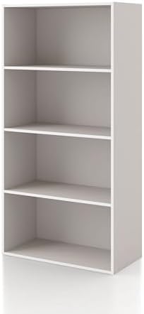 Homes: Inside + Out Apexa 4-Tier Cube Storage Organizer Shelves, Stackable Wood Bookcase Fits Cubby Bins for Organizatio