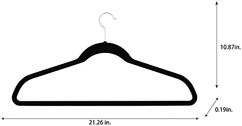 Simplify Extra Wide 21” Velvet Coat Hangers | 24 Pack | Slim Design | Heavy Duty | Holds 10 Pounds | Closet Organization | Shirt & Clothes | Black