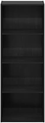 Furinno LUDER 4-Tier Book Shelf, Open Shelves Bookshelf, Blackwood