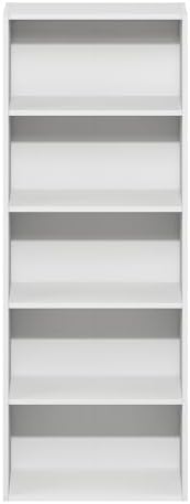 Furinno Basic Book Shelf, 5-Tier Bookshelf, Storage Organizer Bookcase with Open Shelf, 7 x 17 x 44, for Living Room, Be