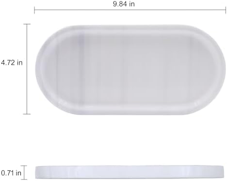 Natural Marble Tray, Oval Vanity Decorative Tray for Bathroom Counter, Countertop Stone Organizer, Catchall Tray for Kit