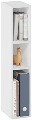 Furinno Fulda Book Shelf, 3-Tier Narrow Storage Cabinet, Bookcase with 6-in Width Storage Shelf, 9.3 x 5.9 x 31.5, for L