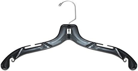 NAHANCO 17” Black Mid-Heavyweight Plastic Hanger, Chrome Hook, 100 Pack