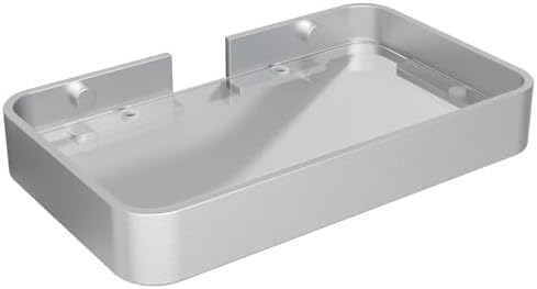 Danpoo 8-Inch Small Wall Shelf, Clear Tempered Glass with Matte Silver Aluminum Frame – Sleek Floating Bathroom Organizer