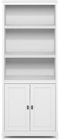 Furinno Robin 5-Tier Storage Cabinet, 2 Door Pantry Cabinet, Plain White