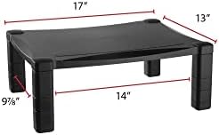 Kantek Single-Level Monitor Stand, 17" X 13.25" X 3" To 6.5", Black, Supports 50 Lbs
