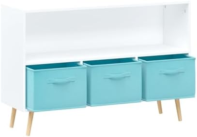 Kids Bookcase with Collapsible Fabric Drawers, Children's Book Display,Toy Storage Cabinet Organizer Book Shelf for Kids