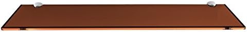 Fab Glass and Mirror 8" L x 24" W, Bronze Rectangle Floating Shelf Kit Glass Sheleves, 8" x 24" (1H-AVE6-NMJJ-BRZ)