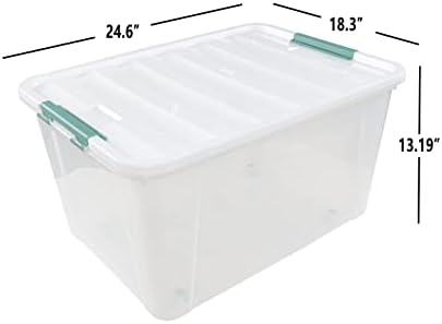 80 L Extra Large Plastic Storage Box, Clear Large Plastic Storage Bins with Wheels, 4-Pack