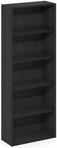 Furinno Basic 5-Tier Book Shelf with Open Shelves, Black Espresso