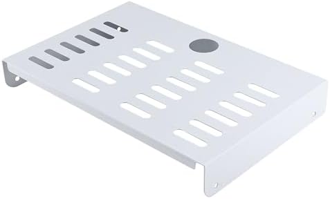 Metal Floating Shelf 12 x 8 Inch, Wall Mounted Shelf with Lip, Cable Hole & Ventilation Slots for WiFi Router, TV Box, D