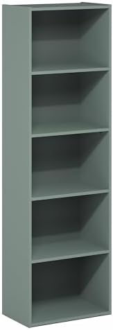 Furinno LUDER Book Shelf, 5-Tier Bookshelf, Bookcase with Open Shelves, 9.4 x 15.8 x 52, Easy Assembly, for Living Room,