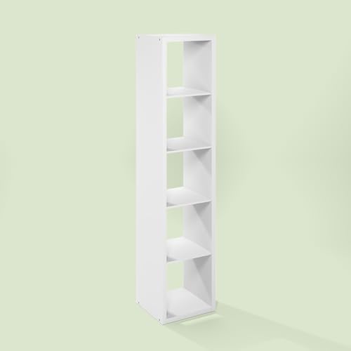 Bayan 5 Cube Storage Organizer, Bookshelf, Storage Shelf, with Open Back for Living Room, Bedroom, Home Office, White