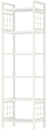 GIOTORENT 6-Wire Standing Storage Shelves, Metal Shelving Unit Pantry Rack for Laundry Kitchen Bathroom Organizer(White)