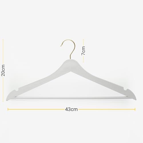 24 Pcs White Wood Look Plastic Hangers Clothes Clothes Shirt Hanger with Gold Hooks