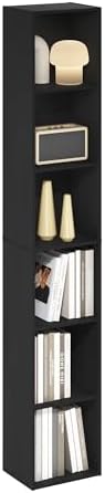 Furinno LUDER Book Shelf, 6-Tier Tall Modern Bookshelf, Bookcase with Open Shelves, 9.3 x 12 x 71, for Living Room, Bedr