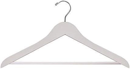 NAHANCO 8017WCH20 17" Wooden Suit Hanger, Low Gloss White Finish and Bright Chrome Hardware (Pack of 20)