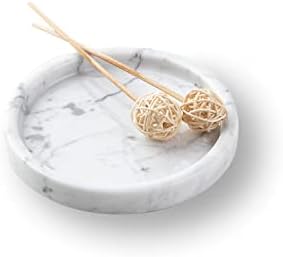 Italian 100% Marble Round Vanity Tray 5.5'', Decorative & Fruit Serving Trays for Bathroom, Kitchen, Nightstand, Jewelry