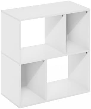 Furinno DALY Book Shelf, 4-Cube Bookshelf, Cube Storage Organizer Bookcase with Irregular Compartments, 11.7 x 23.6 x 24