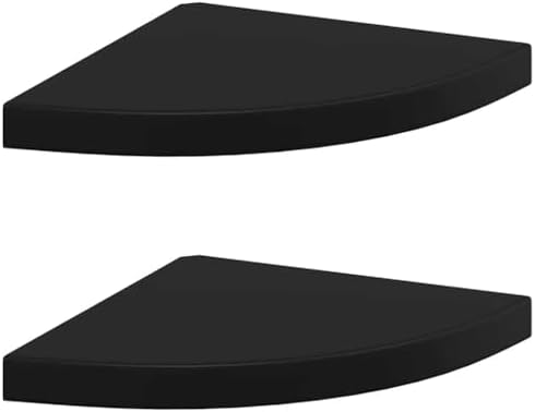 vidaXL Floating Corner Shelves 2 pcs Black 13.8"x13.8"x1.5" MDF