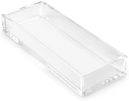 Huang Acrylic Clear Hand Towel Tray 11"x4" (10.5"x3.5" Internal) | for Bathrooms, Kitchens, Hosting, Picnics, Parties | 