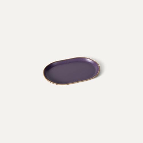 Mora Ceramic Decorative Tray - 9.4in Dish for Jewelry, Perfume, Makeup, Accessories, Candle, in the Bathroom Vanity, Bed