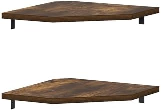 Furinno Rossi Hexagon Floating Shelves for Wall, Set of 2 Geometric Corner Shelf, Wall Mounted Shelves for Bathroom, Hom