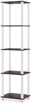 Homes: Inside + Out Apexa Modern 5-Tier Narrow Shelving Units, Collectibles Display Shelves, Easy Assembly Standing Shel
