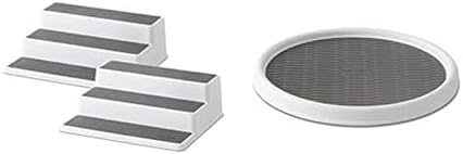Copco 5257350 Non-Skid 3-Tier Spice Pantry Kitchen Cabinet Organizer, 2 Pack, Grey 2 & Basics Non-Skid Pantry Cabinet La