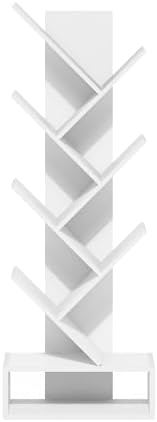 Furinno Tree Book Shelf, 7-Tier Bookshelf, Tree Bookcase with Bottom Shelf, 8.4 x 16.9 x 46.2, for Living Room, Bedroom,