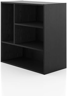 Homes: Inside + Out Apexa 4-Vertical Storage Organizer Shelves, Stackable Wood Bookcase for Organization, Dorm Teen Room