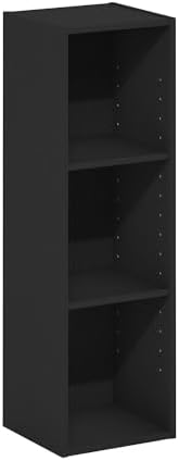 Furinno Fulda Book Shelf, 3-Tier Narrow Bookshelf, Bookcase with 10-in Width Storage Shelf, 9.3 x 9.8 x 31.5, for Living