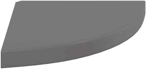 vidaXL Floating Corner Shelf High Gloss Gray 13.8"x13.8"x1.5" MDF
