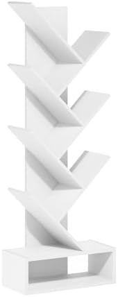 Furinno Tree Book Shelf, 7-Tier Bookshelf, Tree Bookcase with Bottom Shelf, 8.4 x 16.9 x 46.2, for Living Room, Bedroom,