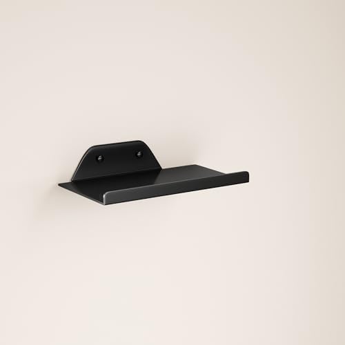 Floating Shelf for Wall, Wall Shelf, Off Center Metal Shelf for Decor, Modern Hanging Shelf for Storage with Lip for Liv