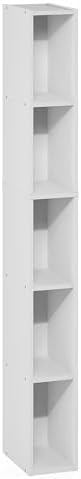 5-Tier 6-in Width Storage Shelf Bookshelf, Narrow Bookshelf, Book Shelf, 9.3 x 5.9 x 51.9, for Bedroom, Living Room, Hom