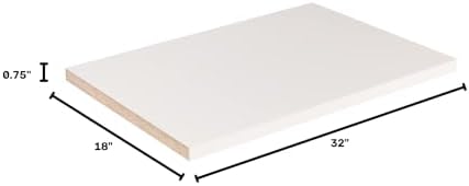 Cabinet Shelf Melamine 3/4'', Custom, Cut to Size. (18'' Depth, 32'' Length)