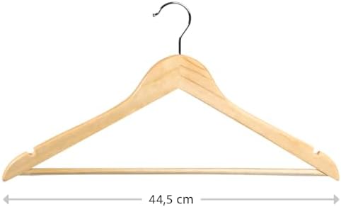 KESPER Shaped Clothes Hangers – Pack of 12, Material: Lotus Wood, Metal, Dimensions: 44.5 cm Wide, Colour: Brown, Natura