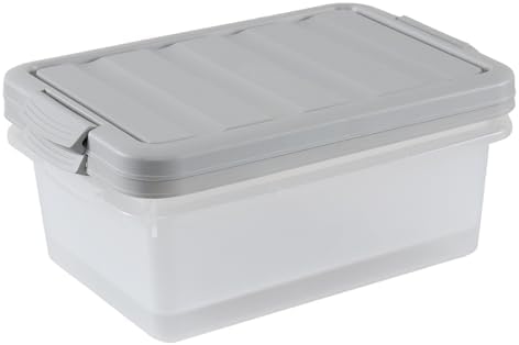 Wekioger 14 Quart Home Latch Storage Container Bin with Grey Lid, 2 Packs