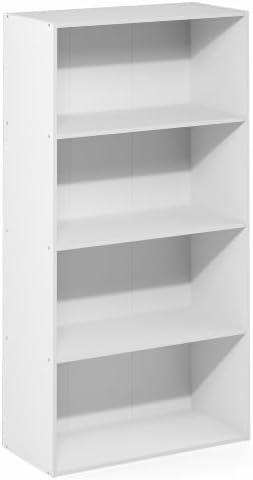 Furinno PASIR 4-Tier Book Shelf, Open Shelves Bookshelf, White